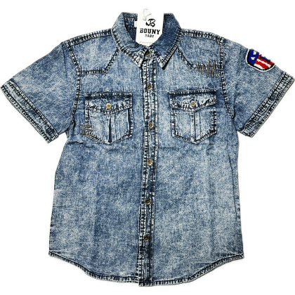 Koszula chłopięca bawełniana z krótkim rękawem JEANS